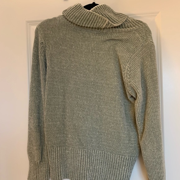 Ann Taylor Loft Chenille Cowl Neck Sweater, Aqua Grey - Picture 2 of 2